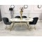 Mutfak Salon Yemek Masa Sandalye Takımı 90x170 Lak Panel Beyaz Mermer Desen Gold Ayak Masa Takımı 6  Sandalye